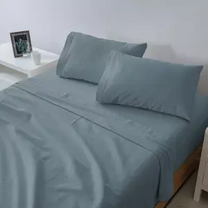 Juego de Sábanas Dobles de Franela Azul Claro Vianney, 100% Poliéster, Transpirables, Teñidas en Color Liso, para Colchón Matrimonial - Product Image 3