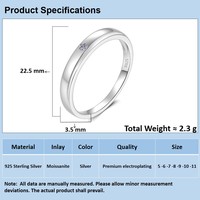 Bague en moissanite 2 carats, argent sterling 925, bague solitaire classique à six griffes