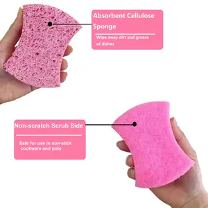 Non Scratch Kitchen Cleaning Scouring Pad Wood Pulp Cellulose Dish Scrubber Sponge