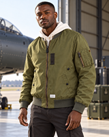 Blouson bomber léger en nylon pour homme avec poche sur la manche et bordures côtelées