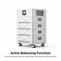 Batterie LiFePO4 empilable 5kW 60kWh 51.2V 6000 cycles Grade A ESS pour onduleurs Deye Victron Growatt Stockage d'énergie domestique