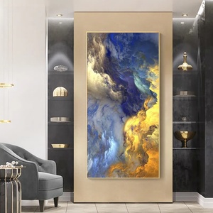 Decoración de Sala de Estar, Cuadros Abstractos Nórdicos en Lienzo con Nubes Azules y Doradas, Impresiones Modernas de Fantasía, Pintura Abstracta de Nubes - Product Image 4