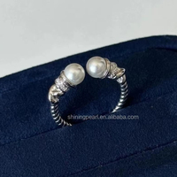Bague torsadée en argent massif S925 4-5mm perle d'eau douce presque impeccable conception de corde anneau de cercle bijoux en perles