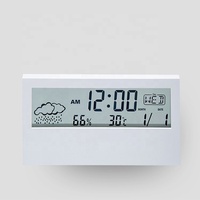 Reloj Despertador con Pantalla LED para Estación Meteorológica, Indicador de Temperatura y Humedad para el Hogar, Reloj de Mesa LCD Transparente Promocional