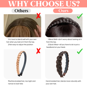 Serre-tête à franges tressées synthétiques d'aspect naturel, accessoire capillaire soigné pour femmes et filles - Product Image 5