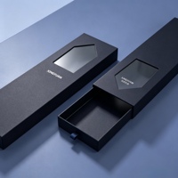 Coffret de luxe personnalisé bleu marine avec ruban, pour ensemble de couteaux de cuisine de chef, estampage à chaud argenté, fenêtre mat laminée