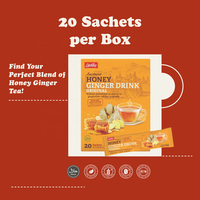 Thé au gingembre et au miel Lipatea - Saveur miel, lot de 2, extrait de gingembre et édulcorant naturel, thé sans caféine, 20 sachets par boîte