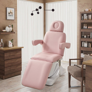เตียงต่อขนตาสีชมพูสุดหรู เก้าอี้เสริมสวยทรงโค้งสีชมพูสำหรับช่างต่อขนตา เก้าอี้เสริมสวยสำหรับทำคิ้วที่แสนสบาย โต๊ะดูแลผิวพรรณเพื่อความงาม - Product Image 1