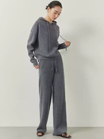 Pull à capuche en cachemire 100% pour femmes, cardigan ample et pantalon décontracté assorti