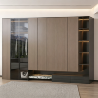 Système de dressing moderne de luxe, armoire minimaliste italienne avec éclairage LED, meuble de rangement modulaire personnalisé pour chambre et salon