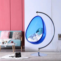 Chaises rondes pivotantes en acrylique transparent à vendre en 2022, avec support, salon, chaise à bulles en acrylique, support au sol