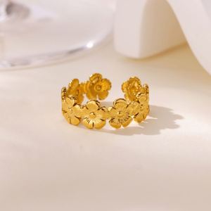 Nouvelle Bague Ouverte Grande Fleur en Acier Inoxydable, Design <span class=keywords><strong>HOpen</strong></span>, Pas Cher, Style Hip Hop, Bagues de Phalange, Bijoux Indiens, Vente en Gros Inde TGJZ4694 - Product Image 4