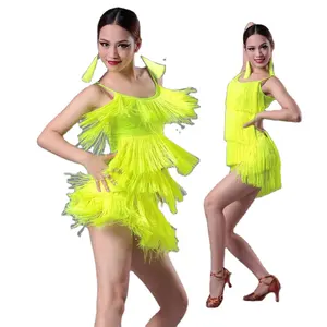 लड़कियों बच्चों आधुनिक बॉलरूम लैटिन नृत्य पोशाक लटकन फ्रिंज साल्सा टैंगो नृत्य पहनने प्रदर्शन लैटिन नृत्य पोशाक महिलाओं
