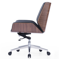 Chaise de bureau ergonomique classique en cuir écologique noir, inclinable, pour le bureau et la salle de classe