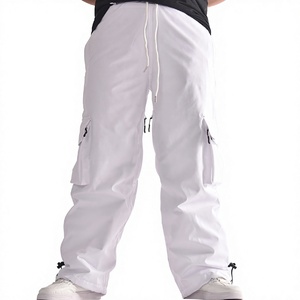 Pantalones de Nieve Blancos Aislantes con Estampado, Bolsillos Cargo, Cintura Ajustable, Cremalleras en las Rodillas, Puños Elásticos, Impermeables y Cortavientos - Product Image 1