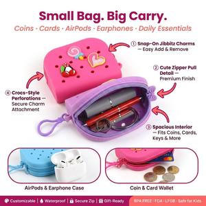 Portable Bank Card Earphones <b>Key</b> Lipstick Organizer Silicone Small Items Storage Bag Zipper Closure Candy <b>Square</b> Coin Purse - Product Image 2