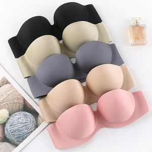 Three Rows Buckles Seamless Gathering Sexy Push up <strong>Bra</strong> Invisible Underwear Soft Breathable Bralette Women's Strapless <strong>Bras</strong> - Product Image 1