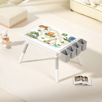 Ensemble Table et Chaises d'Activités Modernes en Plastique pour Enfants, Table Multifonctionnelle pour Blocs de Construction, Rouleau de Papier à Dessiner, Hauteur Réglable - Vente en Gros