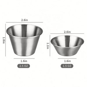 Bols à condiments en acier inoxydable de qualité commerciale, écologiques, avec logo personnalisé, ramequins, coupelles à sauce réutilisables pour les fêtes et la maison - Product Image 2
