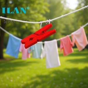 Ilan Mollette in Legno 3.0 Cm 20 Pezzi Rosse per Asciugare il Bucato - Product Image 3