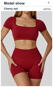 Sport Casual Square Neck Kurzarm Bluse Workout Nahtlose Ausgeh oberteile Open Back Slim Crop Top Athletic Overs ized T-Shirt - Product Image 4