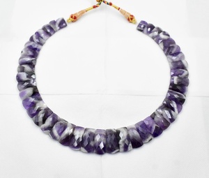 100% Chevron Améthyste Collier Ras Du Cou Mode Collier Perlé Style avec Mise En Page De Pierres Précieuses Conception Améthyste Mise En Page Collier - Product Image 3
