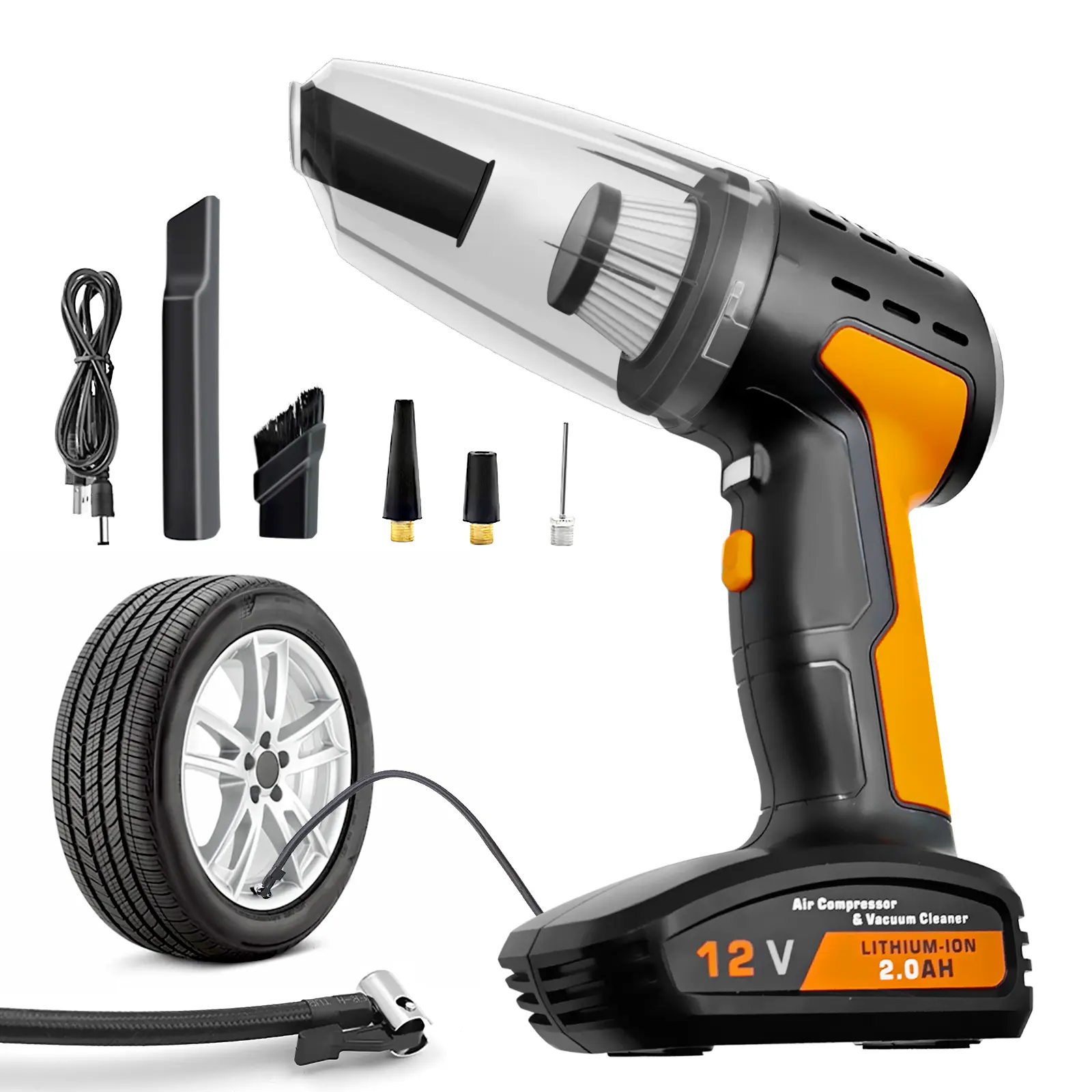 USA IN STOCK Digital Tire Inflator Mini 7000Pa 120W Suction Portable Vacuum Cleaner Rechargeable