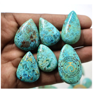 Lot de cabochons en chrysocolle 100% naturelle de qualité supérieure, disponible en gros à prix très avantageux, pour la fabrication de bijoux. - Product Image 1