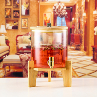 Cylindre en verre borosilicate de qualité alimentaire 8L transparent avec robinet, logo personnalisé moderne, distributeur d'eau et de thé, seau rafraîchissant d'été pour fêtes