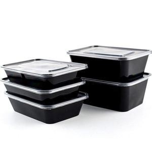 Disposable clear Black square Plastic Food Container Take Away Plastic Rectangle Food <b>Box</b> <b>Lunch</b> Boxes - Product Image 3