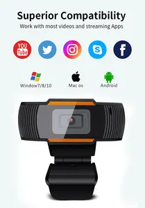 Hd Webcam Pc Usb Video Webcamera Cam Live Streaming Webcam V12 Stock Hd Glazen Lens Externe Microfoon Met Microfoon 480P 720P 1080P