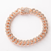 Chaîne cubaine 13 mm entièrement sertie de diamants, en or rose, style hip-hop, pour hommes et femmes, vente en gros