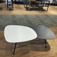 120cm extra longue skinny gris et blanc kd DMF plateau noir revêtement table basse table centrale de Chine