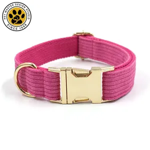 SinSky-Collar de pana de entrenamiento para perro, correa de algodón Popular para mascotas, color naranja, con accesorios de Metal