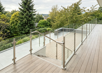 Poteau de garde-corps en acier inoxydable brossé moderne pour balustrade en verre sans cadre, garde-corps à câbles pour escalier et balcon, 90/180 degrés, extérieur