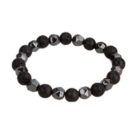 Bracelet tendance en obsidienne noire et œil de tigre pour hommes et femmes, bijoux en pierre de lave, cristal de guérison, unisexe, ajustable, pierre porte-bonheur