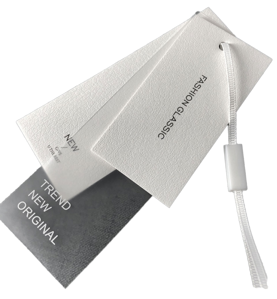 Custom Printed logo Swing TagTexture Gold Stamping Ribbon Strings Embossed UV Glossy logo Paper hang Tags for Clothing