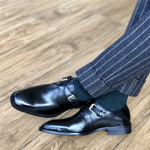 Nouvelle Arrivée Tendance Chaussures Habillées en Cuir Véritable pour Hommes à Double Boucle Monk Strap, Idéales pour Affaires, Mariages et Cérémonies d'Automne - Product Image 5