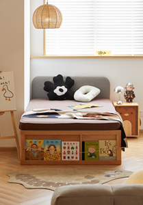 <span class=keywords><strong>Lit</strong></span> moderne pour enfants avec <span class=keywords><strong>rangement</strong></span> ottoman en bois massif, durable pour appartement, hôtel ou école - Product Image 2