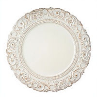 Klassische Relief-Porzellan-Platzteller mit massivem Barock-Gravurdesign, rundes Geschirrset für Hochzeiten und Partys
