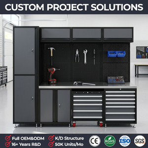 Système de rangement modulaire pour garage Pro Series avec armoire haute, chariot à outils <span class=keywords><strong>roulant</strong></span> à 5 tiroirs et établi combiné pour <span class=keywords><strong>atelier</strong></span> - Product Image 1