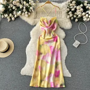 2024 Sommer New Sexy Slip Kleid Damenmode Print Kleid
