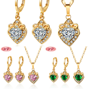 Nueva tendencia cobre color circón collar pendiente conjunto corona africano indio Dubai joyería nupcial conjuntos - Product Image 1