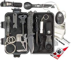 Kit de supervivencia con alarma de seguridad, llavero para herramientas de emergencia, 14 en 1 - Product Image 1