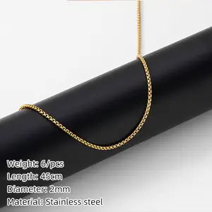 Necklace Snake Chain 2mm New Classic Silver Gold Color Pearl Chain Stainless Steel Necklace Chain For Jewelry