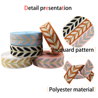 Cinta Jacquard de Hoja Dorada de Alta Calidad, 2.5cm de Ancho, Poliéster Duradero para Cinturones, Proyectos DIY y Accesorios para Bolsos