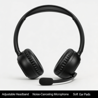 Casque sans fil à réduction de bruit ENC, casque Bluetooth supra-auriculaire avec micro, batterie longue durée, pour centre d'appels, conférence, bureau