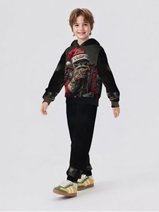 Ensemble deux pièces <span class=keywords><strong>sweat</strong></span> à capuche et pantalon pour garçons 2025, motif imprimé style Noël - Product Image 1