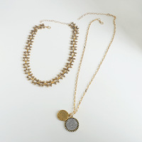 Collier pendentif vintage multicouche avec pièces de monnaie pour femme, double chaîne, couleur or, collier statement, bijoux de mode en gros