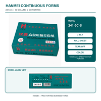 Papier continu HANMEI 241 mm, 80 colonnes, 3 plis, feuille entière, pour imprimantes matricielles à alimentation par tracteur